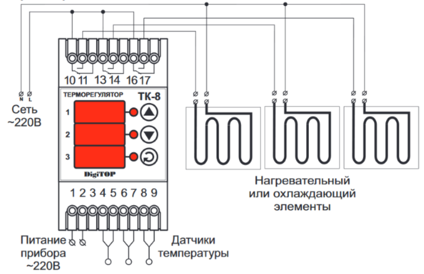 схема подключения терморегулятора ТК-8