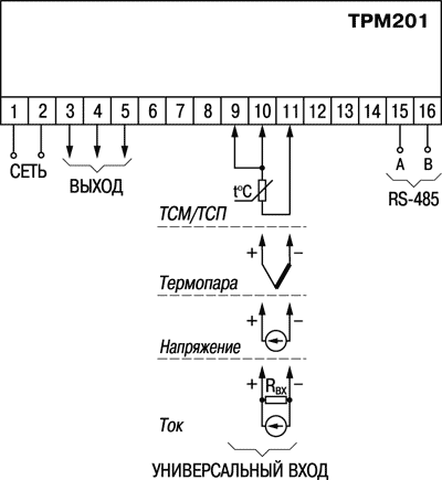 Схема подключения ТРМ201